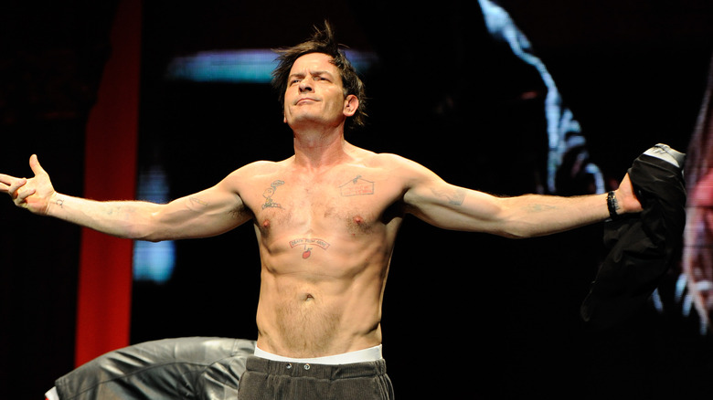 Charlie Sheen shirtless in 2011