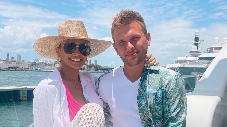 Emmy Medders and Chase Chrisley on a boat