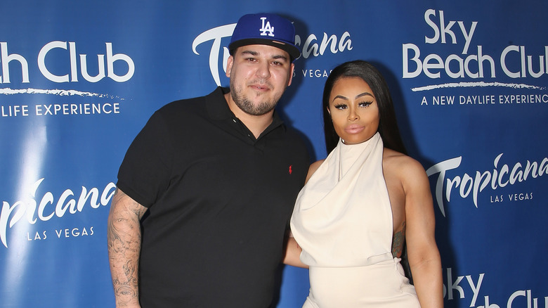 Rob Kardashian and Blac Chyna at an event