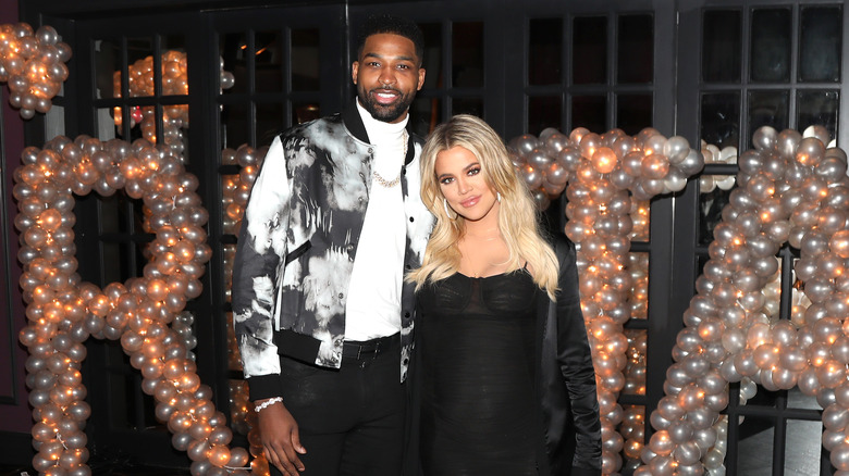 Khloe Kardashian and Tristan Thompson smiling