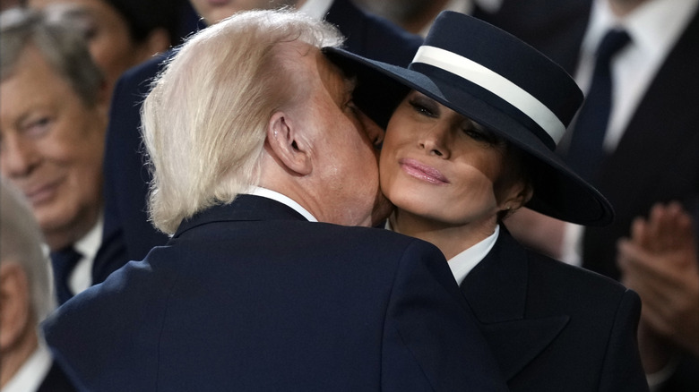 Donald Trump kissing Melania at inauguration 2025