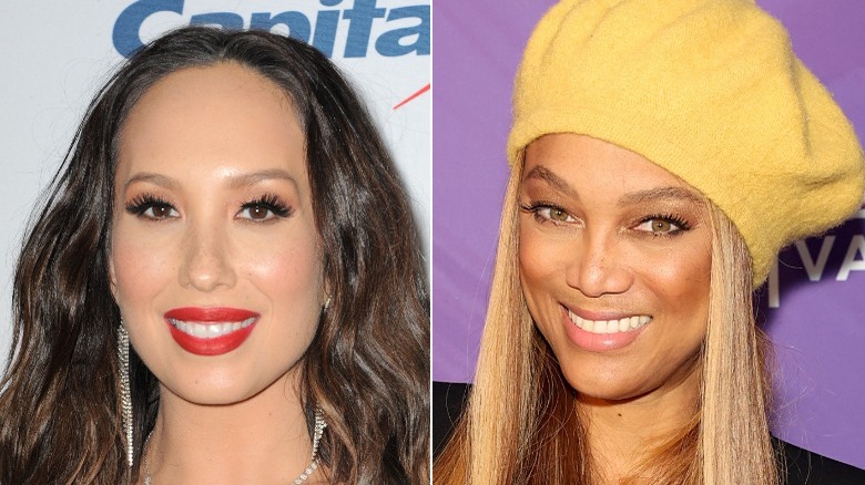 Cheryl Burke and Tyra Banks posing separate events