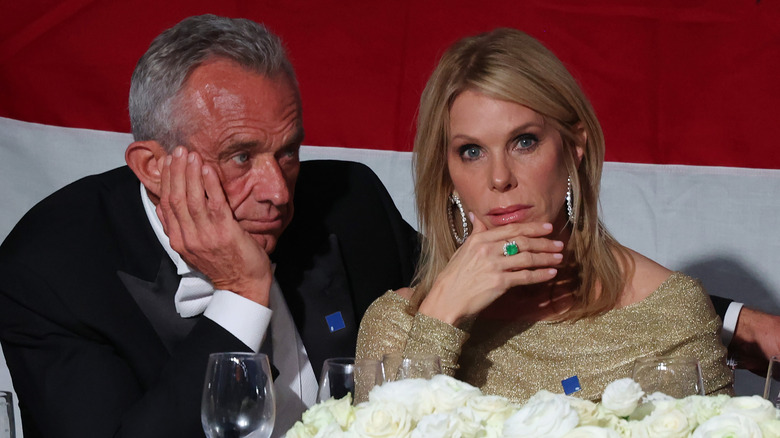 Robert F. Kennedy Jr. and Cheryl Hines seated at the 2024 Alfred E. Smith Foundation Dinner