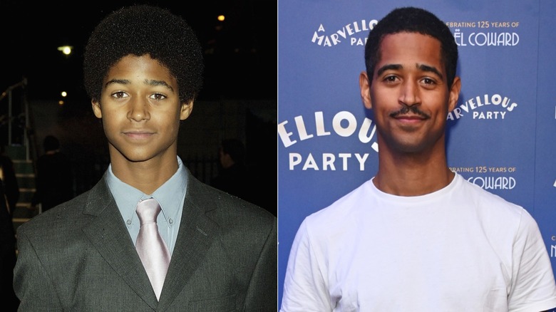 Split image of Alfred Enoch as a child actor and in 2024