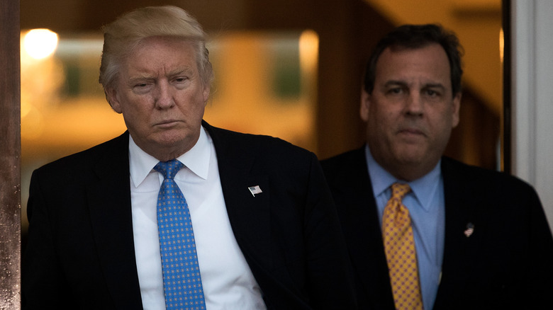 Chris Christie and Donald Trump frowning