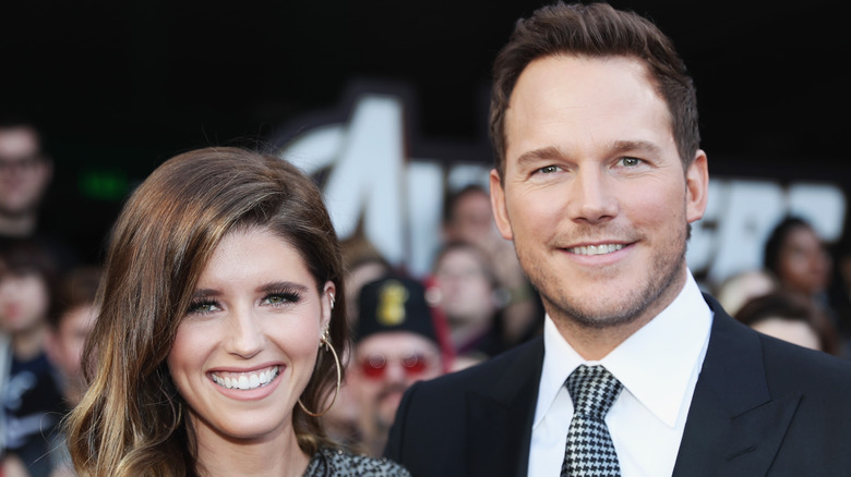 Chris Pratt posing with Katherine Schwarzenegger