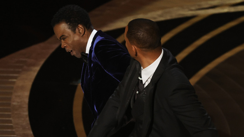 Will Smith slapping Chris Rock at the 2022 Oscars