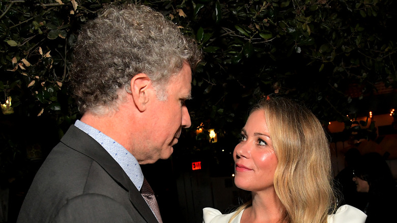 Christina Applegate smiling at Will Ferrell