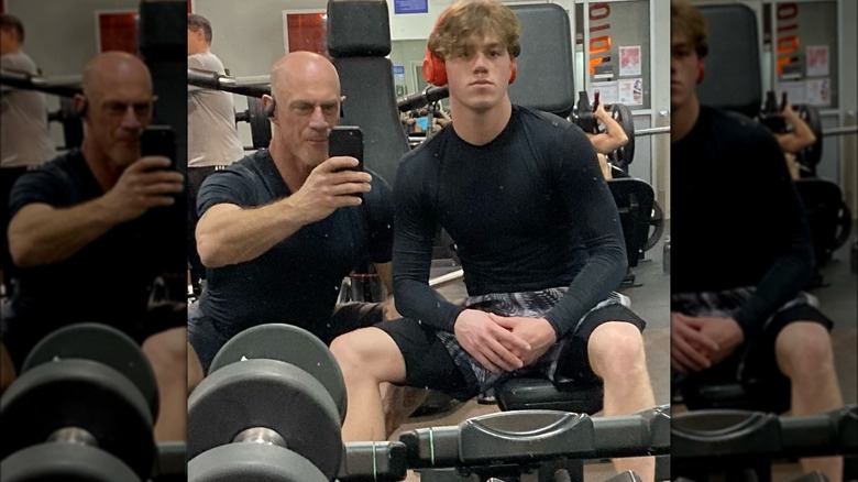 Christopher Meloni and son Dante at the gym