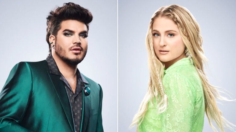 Adam Lambert and Meghan Trainor posing