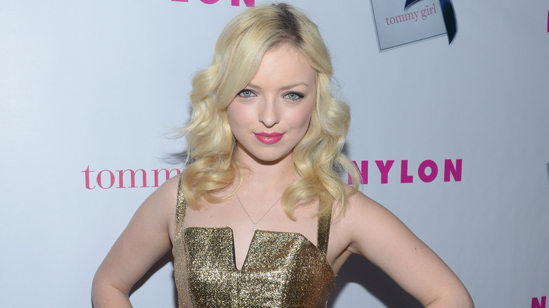 Francesca Eastwood wearing gold dress