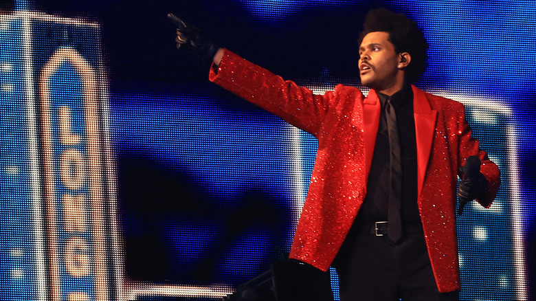 The Weeknd performing