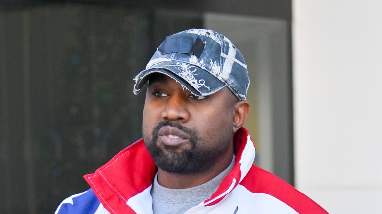 Kanye West red white and blue jacket