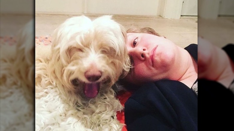 Lena Dunham with dog Lamby