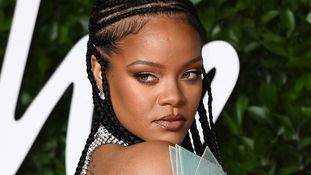 Rihanna looking over her shoulder at the 2019 Fashion Awards