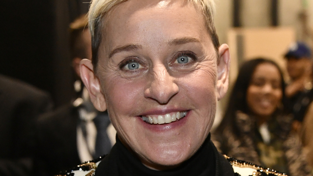 Ellen DeGeneres smiling at the 2020 Grammy Awards