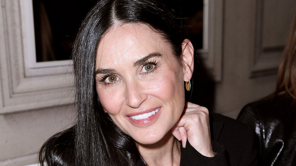 Demi Moore smiling at Paris Fashion Week 2020