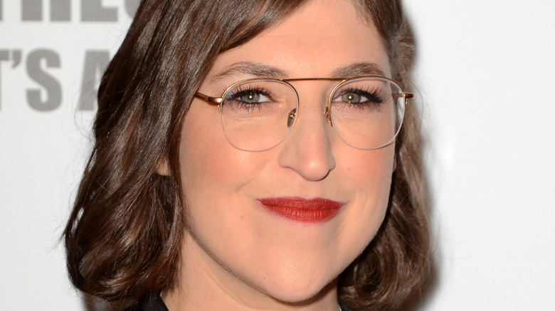 Mayim Bialik wearing glasses