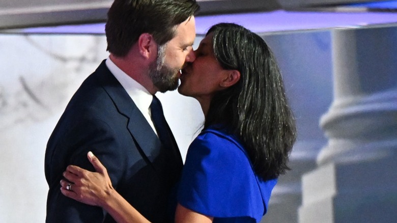 JD Vance open mouth kisses Usha Vance on stage at the RNC