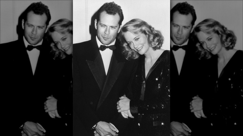 Bruce Willis and Cybill Shepherd pose together in the '80s