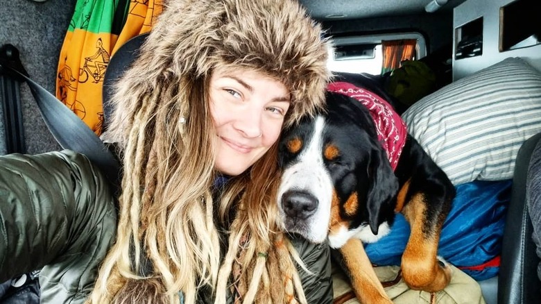 Naked and Afraid's Dani Beau selfie with dog