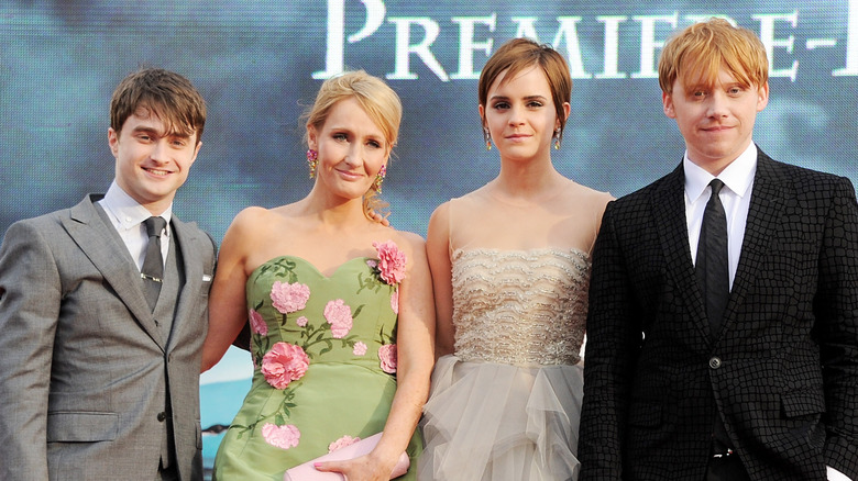 Daniel Radcliffe with JK Rowling and his Harry Potter co-stars