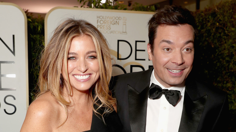 Nancy Juvonen and Jimmy Fallon smiling