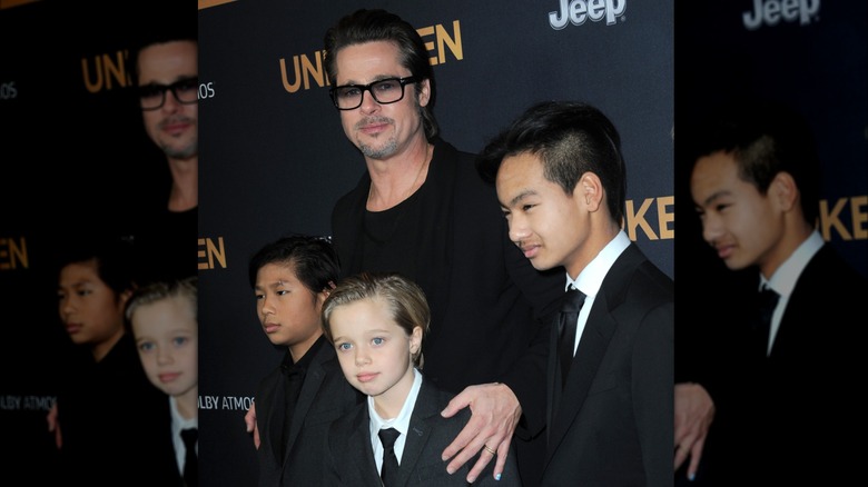 Brad Pitt with three of his kids