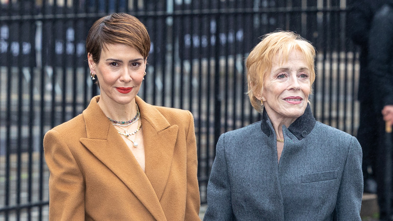 Sarah Paulson looking into the camera and Holland Taylor looking off from the camera