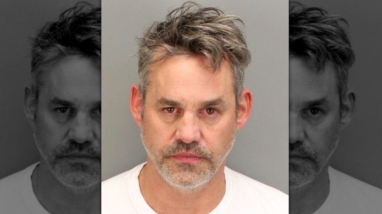 Nicholas Brendon posing in mugshot