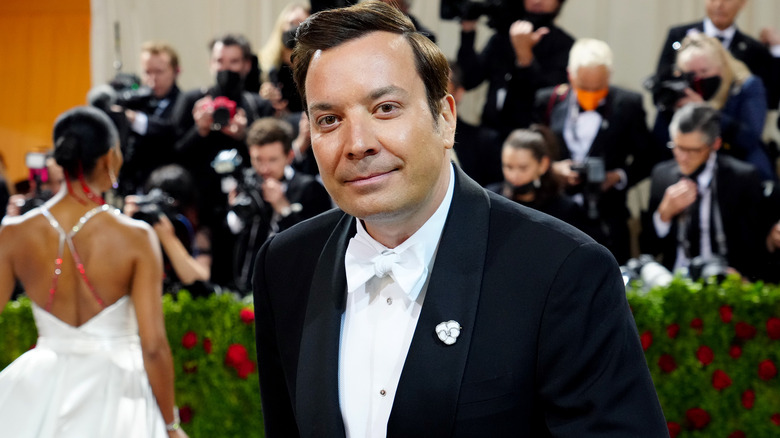 Jimmy Fallon posing at the Met Gala