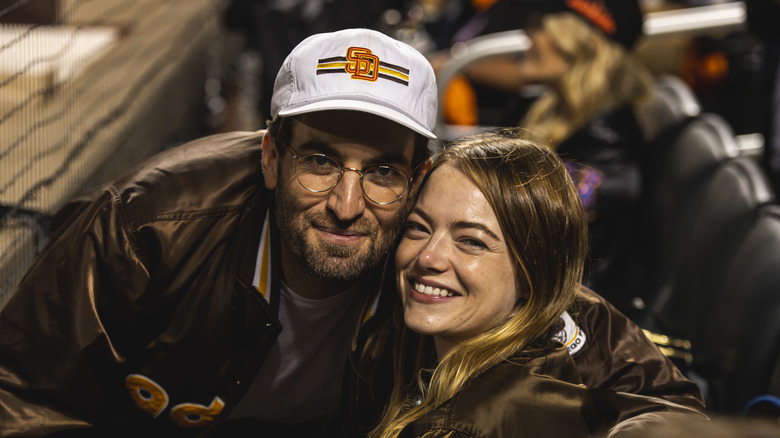 Dave McCary and Emma Stone smiling