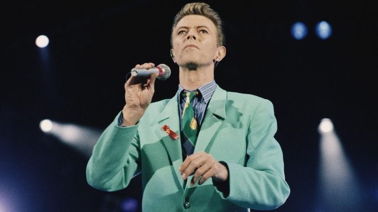 David Bowie with microphone