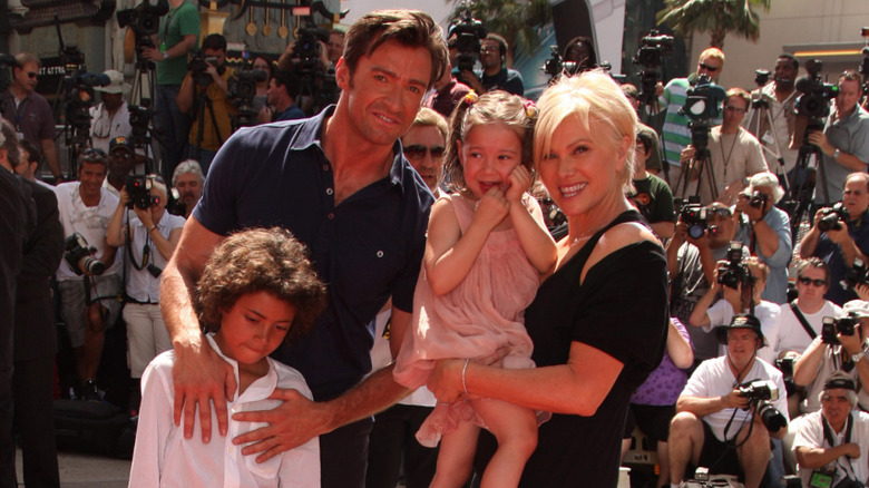 Hugh Jackman, Deborra-Lee Furness and their children smiling