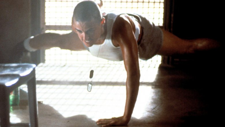 Demi Moore, one-handed press up in G.I. Jane