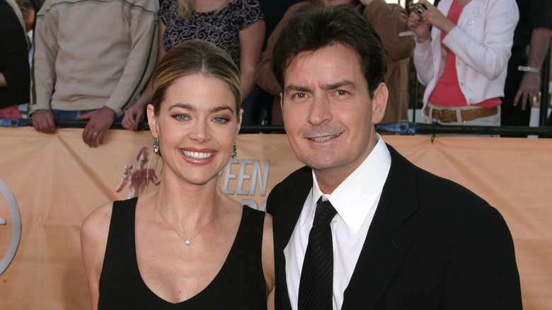 Denise Richards and Charlie Sheen smiling