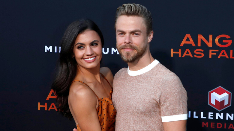 Derek Hough and Hayley Erbert at the "Angel Has Fallen" premiere