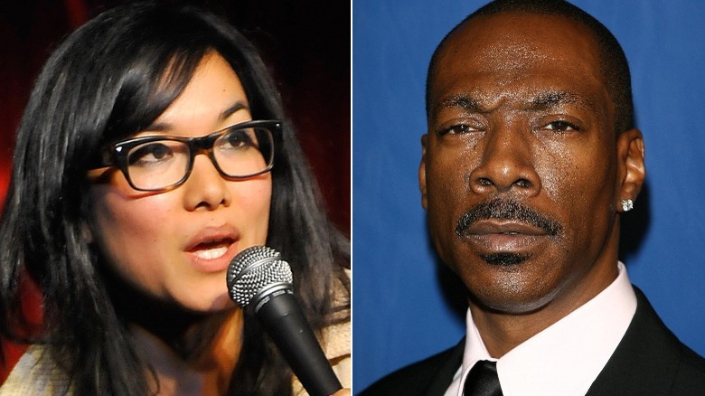 Ali Wong performing, Eddie Murphy frowning