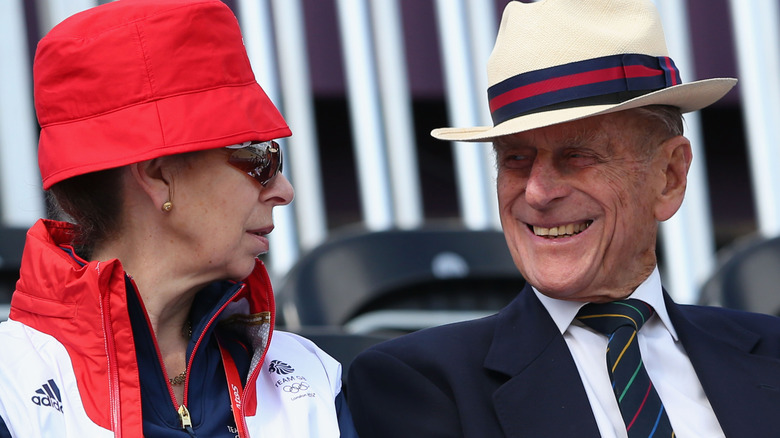 Princess Anne and Prince Philip speaking