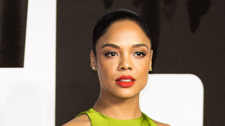 Tessa Thompson poses on the red carpet