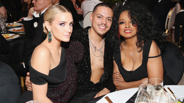 Ashlee Simpson, Evan Ross, and Diana Ross attending event