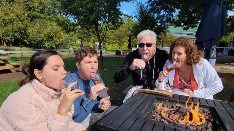 Julia Trubinka, Brandon Gibbs, Ron Gibbs, Betty Gibbs drinking