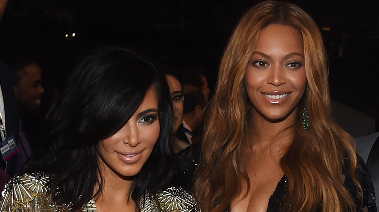 Kim Kardashian and Beyonce smiling