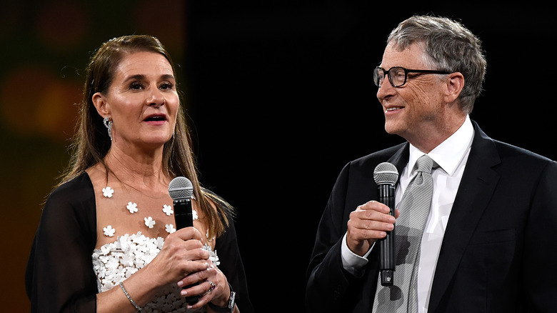 Melinda Gates and Bill Gates on stage