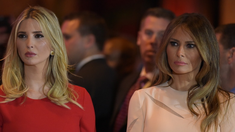 Ivanka Trump, Melania Trump frowning