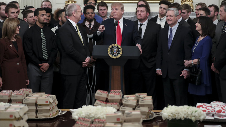 Donald Trump with crowd and fast food