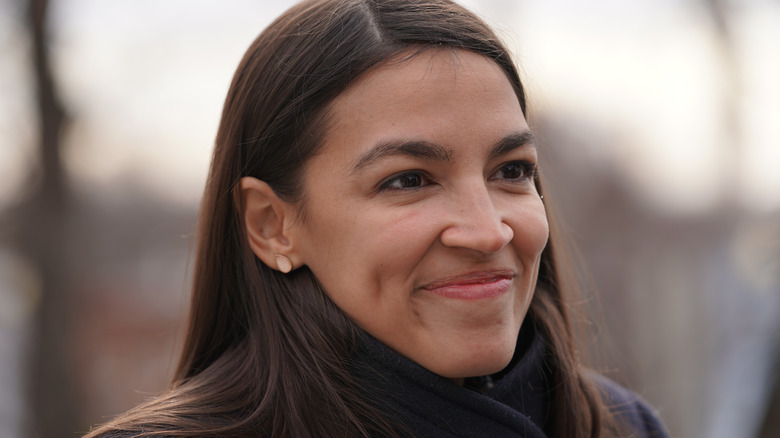 Alexandria Ocasio-Cortex, AOC giving an impromptu interview on the street near the Capitol 2020