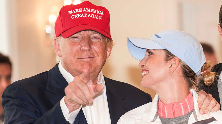 Then US presidential candidate Donald Trump and daughter Ivanka Trump on the opening day of the Ricoh Women's British Open at Trump Turnberry 2015