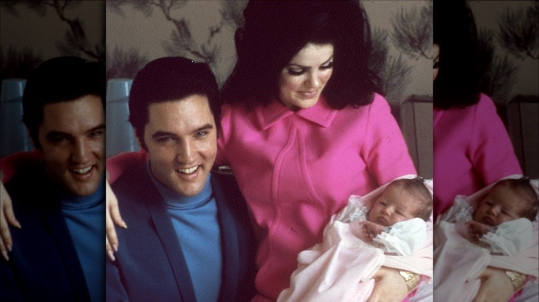 Elvis Presley, Priscilla Presley, Lisa Marie Presley, 1968