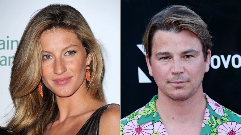 Gisele Bündchen, Josh Hartnett posing in split image